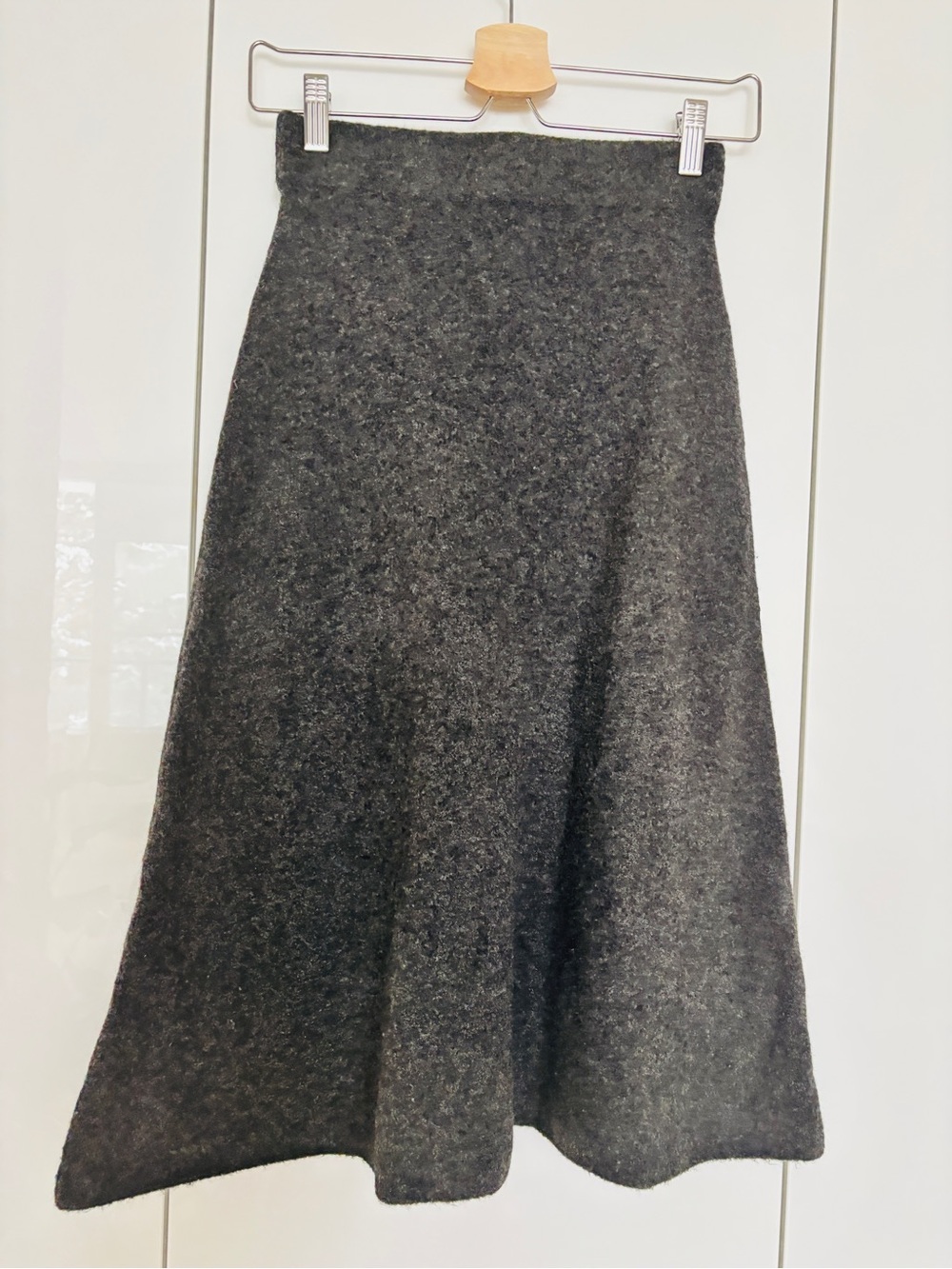 Zara Dark Gray A-Line Wool-Blend Skirt
